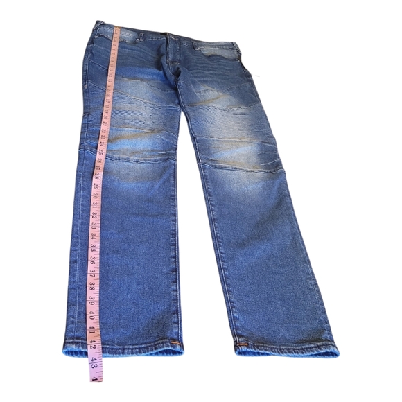 True Religion Rocco Moto Relaxed Skinny Jeans Medium Western Wash Blue 36 x 32 - Picture 16 of 16